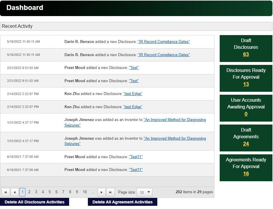 Inventor Portal Dashboard