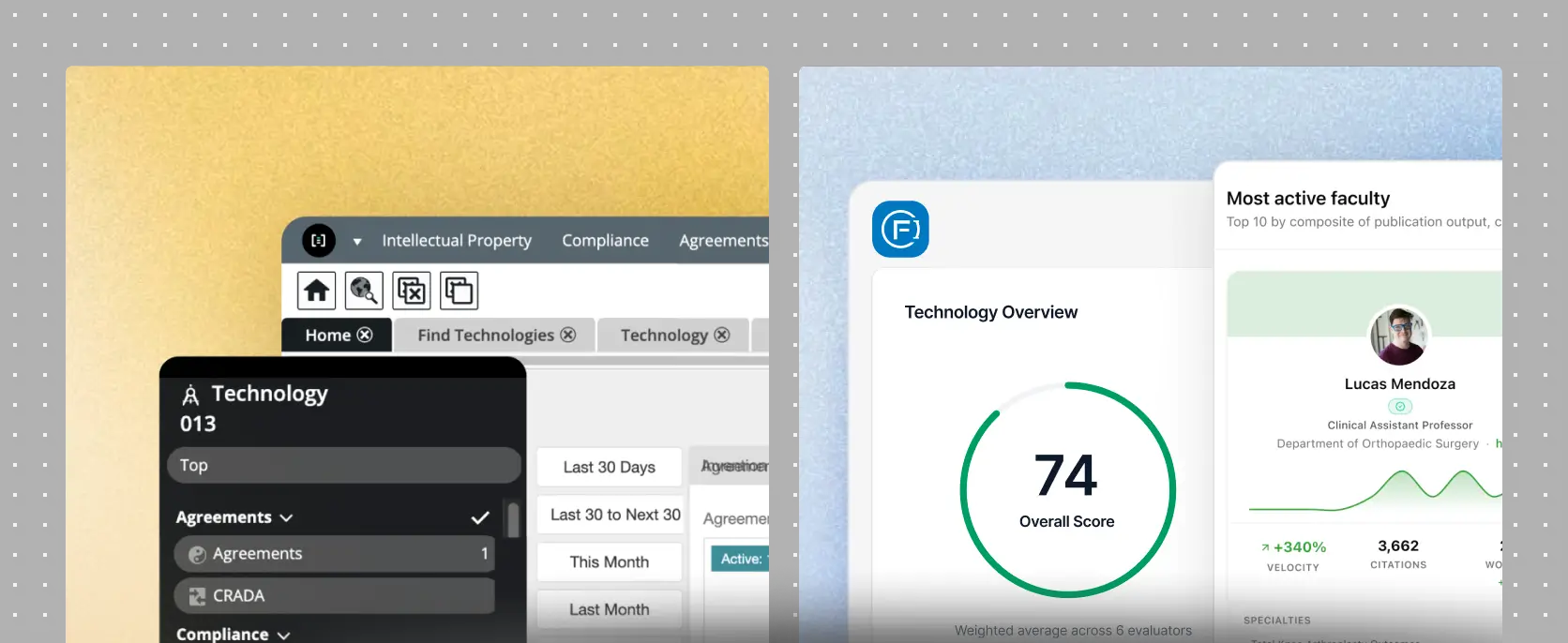 Minuet technology assessment and faculty overview screens